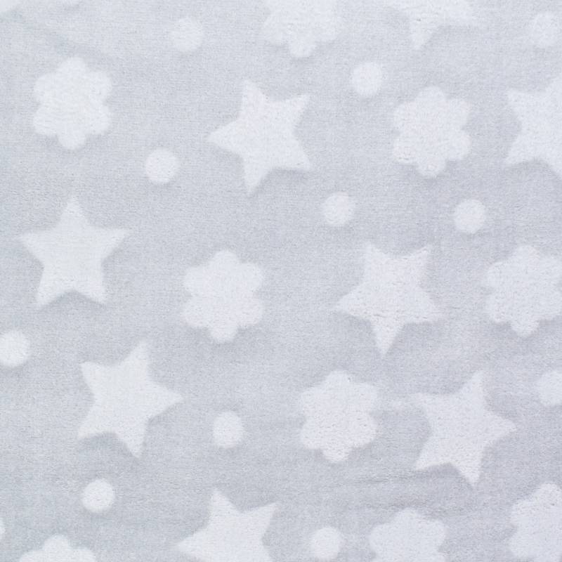 Wellnessfleece Flowers and Stars, hellgrau von Stoffe Hemmers