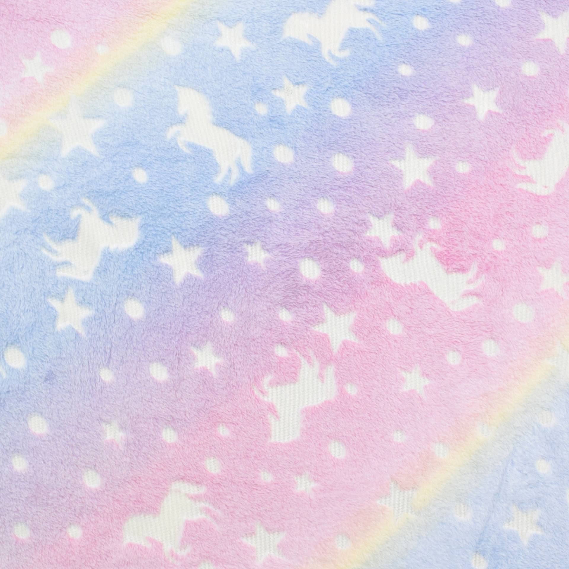 Wellnessfleece Glow in the Dark Rainbow Unicorn Wellnessfleece Glow in the Dark Rainbow Unicorn von Stoffe Hemmers