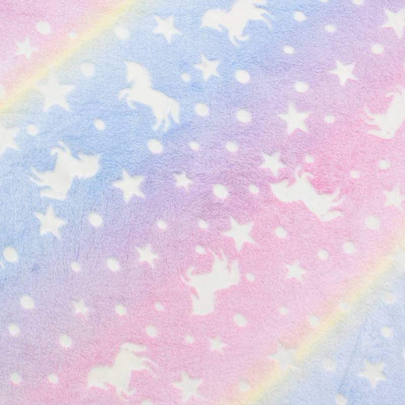 Wellnessfleece Glow in the Dark Rainbow Unicorn Wellnessfleece Glow in the Dark Rainbow Unicorn von Stoffe Hemmers