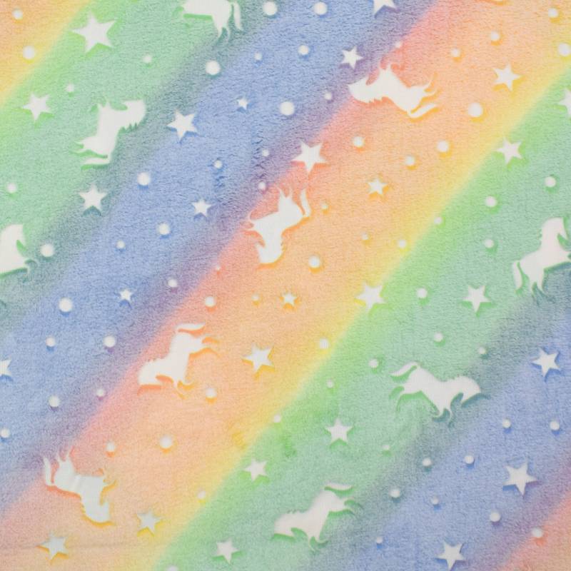 Wellnessfleece Glow in the Dark Unicorn Dream, multicolor von Stoffe Hemmers