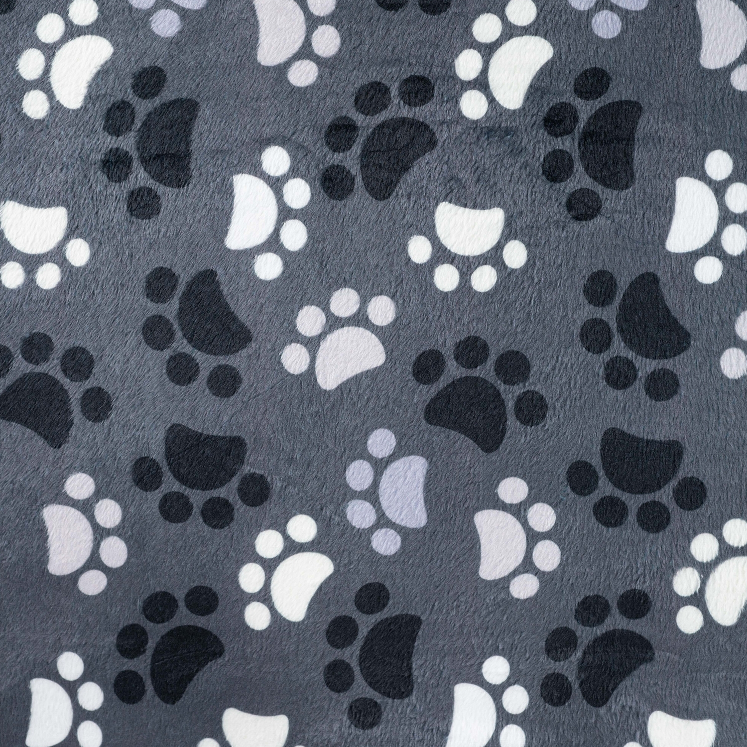 Wellnessfleece Pfoten, grau von Stoffe Hemmers
