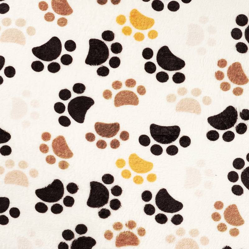 Wellnessfleece Pfoten, wollweiß von Stoffe Hemmers