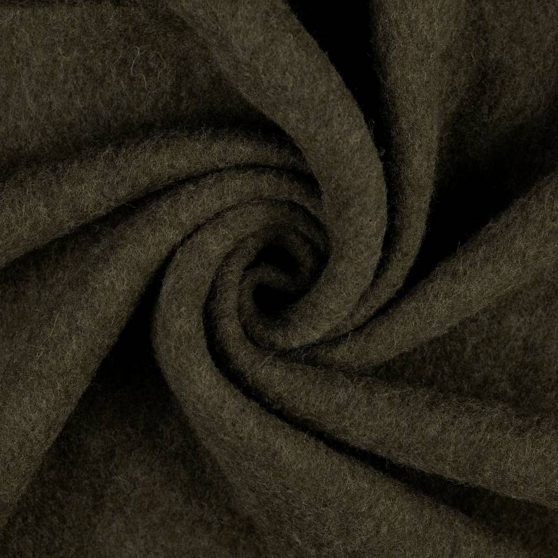 Wollfleece uni, dunkelolivgrün von Stoffe Hemmers