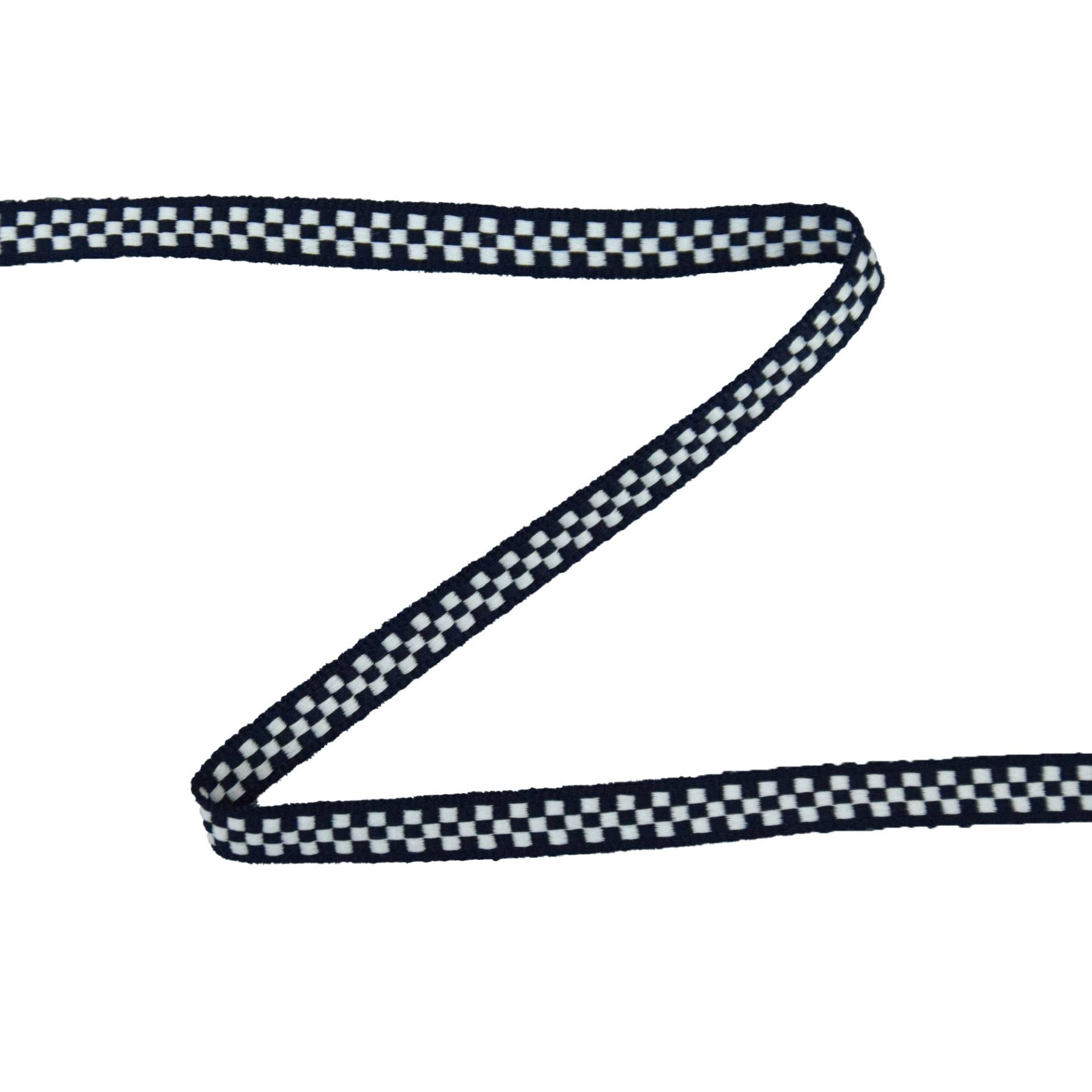 Zierband Schachbrett 10mm, marine von Stoffe Hemmers
