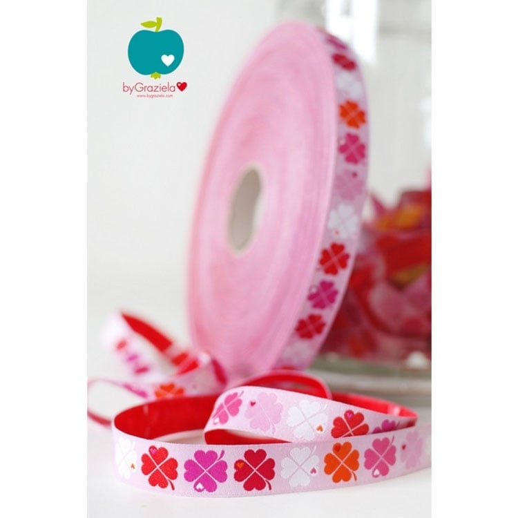 byGraziela Glücksklee rosa, Farbenmix Webband byGraziela Glücksklee rosa, Farbenmix Webband von Stoffe Hemmers