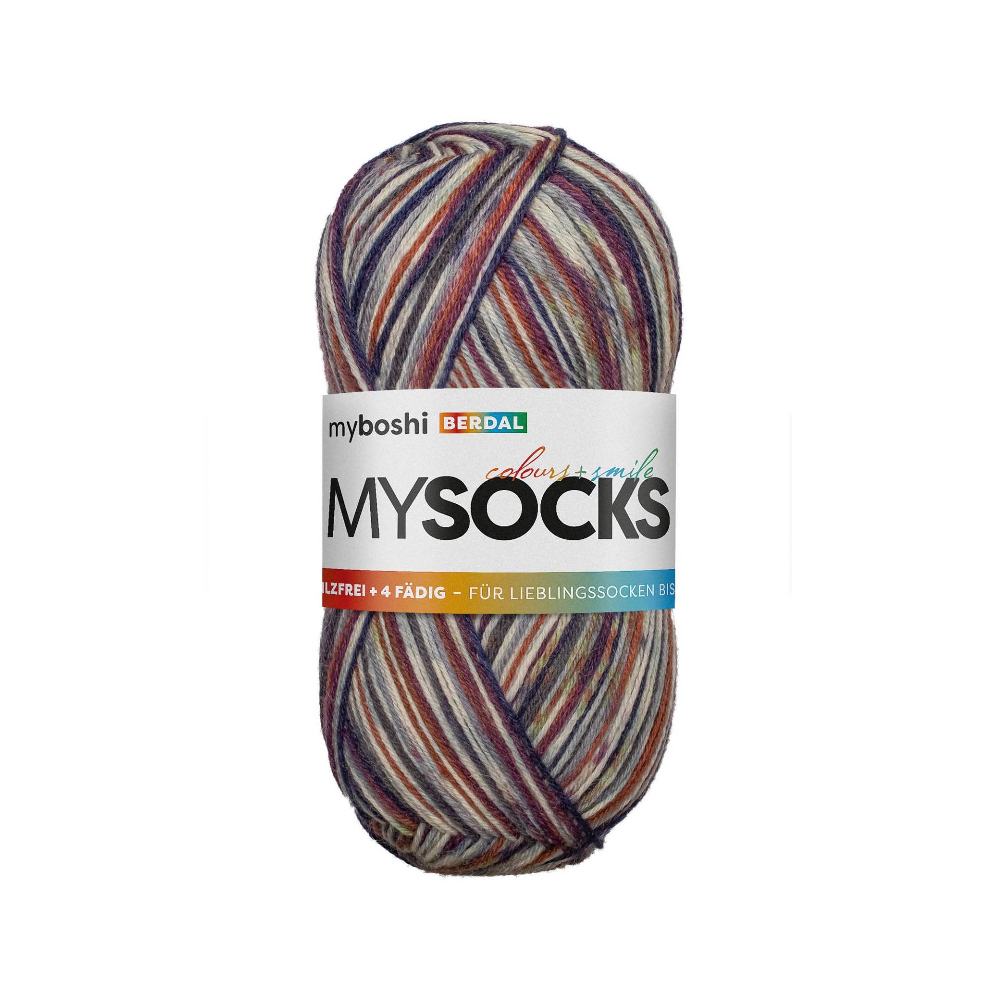 myboshi mysocks 4-fädige Sockenwolle Berdal 100g, rot-grau von Stoffe Hemmers