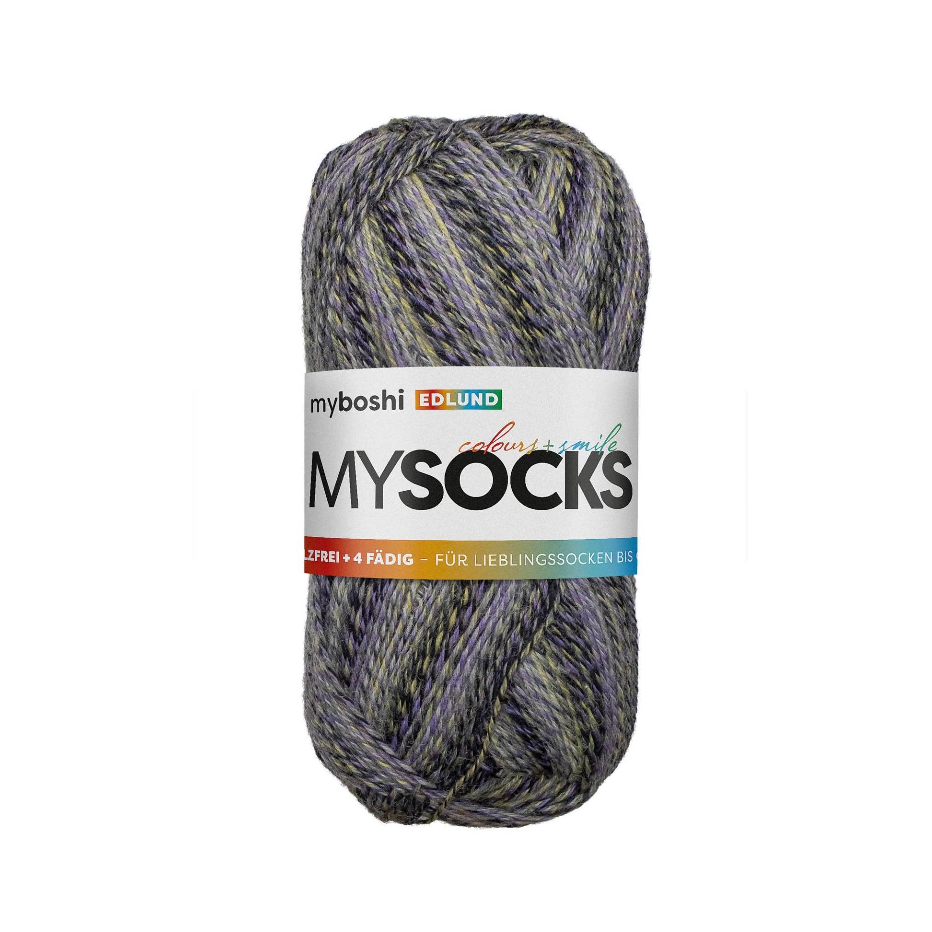 myboshi mysocks 4-fädige Sockenwolle Edlund 100g, grau-violett von Stoffe Hemmers