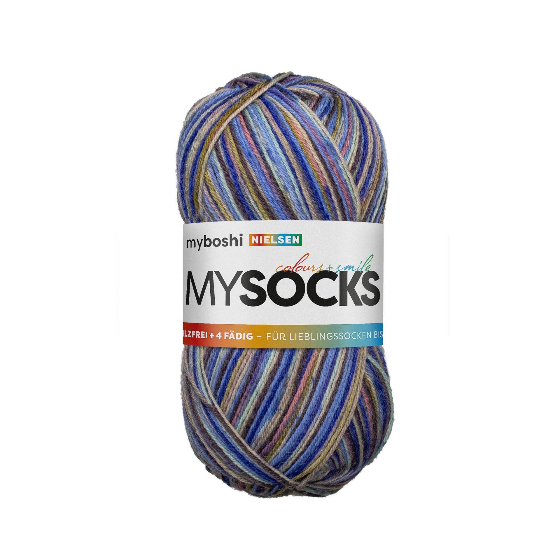 myboshi mysocks 4-fädige Sockenwolle Nielsen 100g, blau-multicolor myboshi mysocks 4-fädige Sockenwolle Nielsen 100g, blau-multicolor von Stoffe Hemmers