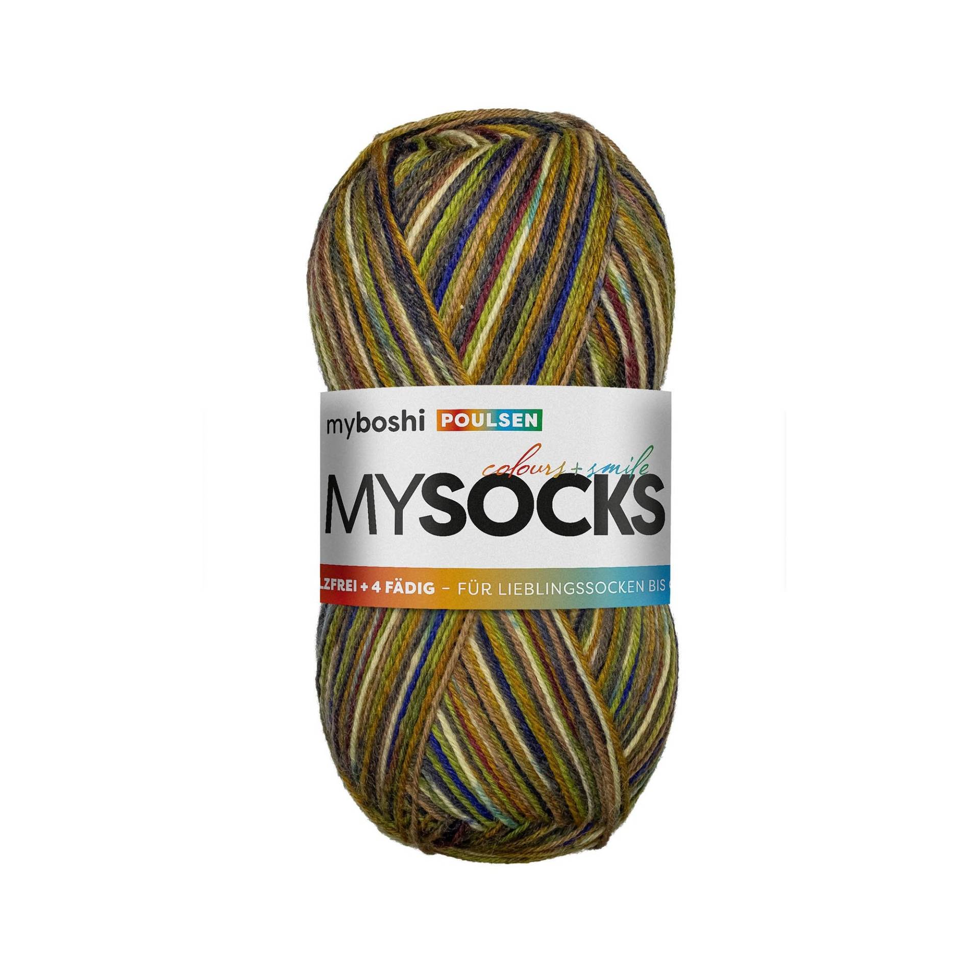myboshi mysocks 4-fädige Sockenwolle Poulsen 100g, ocker-blau myboshi mysocks 4-fädige Sockenwolle Poulsen 100g, ocker-blau von Stoffe Hemmers