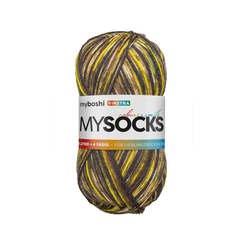 myboshi mysocks 4-fädige Sockenwolle Vinstra 100g, gelb-braun von Stoffe Hemmers