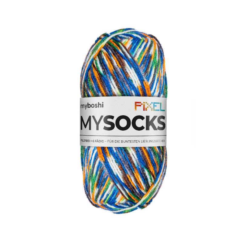 myboshi mysocks Pixel 6-fädige Sockenwolle Booker 150g, blau-grün von Stoffe Hemmers