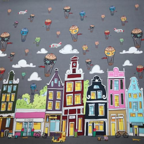 Baumwolljersey "PANEL Bunte WELT auf grau" 64x150cm Jerseystoff Panelstoff Baumwolljersey "PANEL Bunte WELT auf grau" 64x150cm Jerseystoff Panelstoff von Stoffe Kudellino