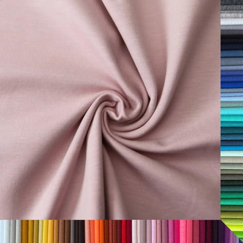 Jersey Stoff Uni - Hochwertiger Baumwolljersey - Meterware, 220g/m², Öko-Tex Standard 100 - Jerseystoffe ab 25 cm Länge Farbe Altrosa Pastell Jersey Stoff Uni - Hochwertiger Baumwolljersey - Meterware, 220g/m², Öko-Tex Standard 100 - Jerseystoffe ab 25 cm Länge Farbe Altrosa Pastell von Stoffe Kudellino
