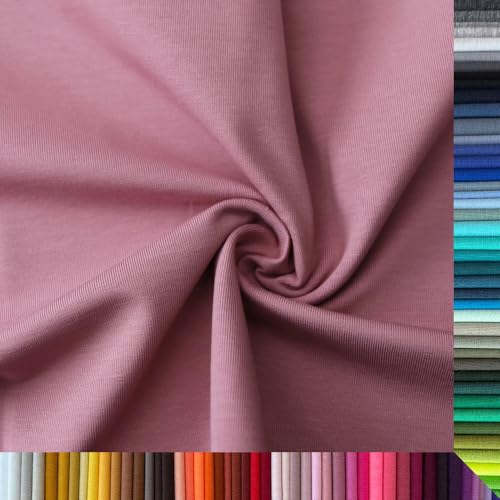 Jersey Stoff Uni - Hochwertiger Baumwolljersey - Meterware, 220g/m², Öko-Tex Standard 100 - Jerseystoffe ab 25 cm Länge Farbe Altrosa Jersey Stoff Uni - Hochwertiger Baumwolljersey - Meterware, 220g/m², Öko-Tex Standard 100 - Jerseystoffe ab 25 cm Länge Farbe Altrosa von Stoffe Kudellino