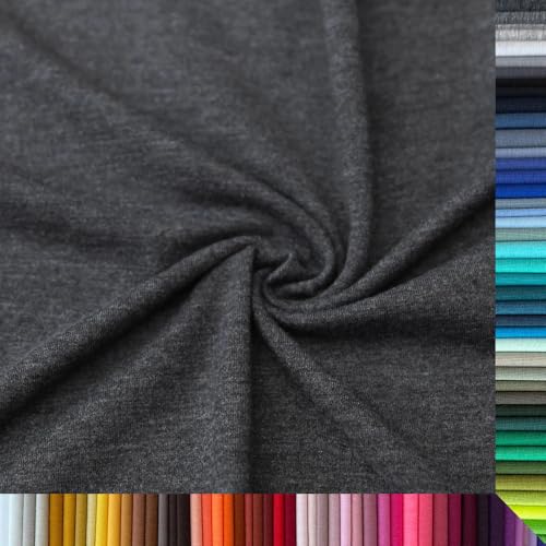 Jersey Stoff Uni - Hochwertiger Baumwolljersey - Meterware, 220g/m², Öko-Tex Standard 100 - Jerseystoffe ab 25 cm Länge Farbe Anthrazit Melange Jersey Stoff Uni - Hochwertiger Baumwolljersey - Meterware, 220g/m², Öko-Tex Standard 100 - Jerseystoffe ab 25 cm Länge Farbe Anthrazit Melange von Stoffe Kudellino