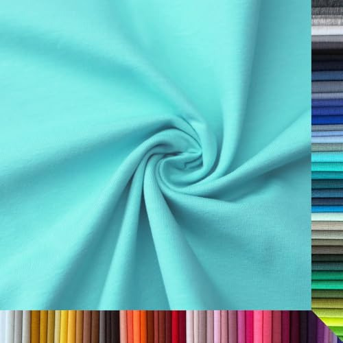 Jersey Stoff Uni - Hochwertiger Baumwolljersey - Meterware, 220g/m², Öko-Tex Standard 100 - Jerseystoffe ab 25 cm Länge Farbe Aqua Jersey Stoff Uni - Hochwertiger Baumwolljersey - Meterware, 220g/m², Öko-Tex Standard 100 - Jerseystoffe ab 25 cm Länge Farbe Aqua von Stoffe Kudellino