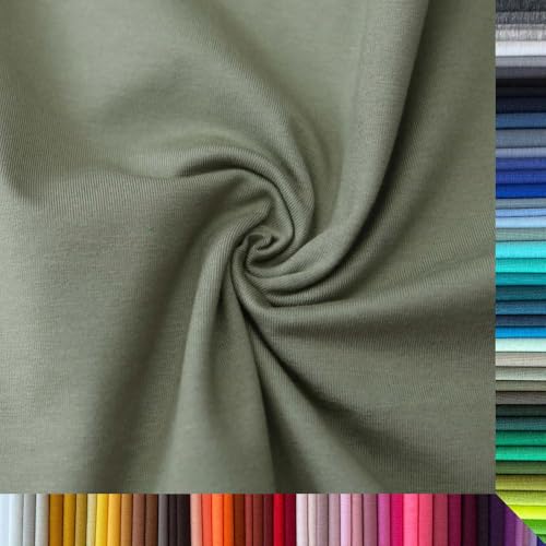 Jersey Stoff Uni - Hochwertiger Baumwolljersey - Meterware, 220g/m², Öko-Tex Standard 100 - Jerseystoffe ab 25 cm Länge Farbe Armeegrün - Militärgrün Jersey Stoff Uni - Hochwertiger Baumwolljersey - Meterware, 220g/m², Öko-Tex Standard 100 - Jerseystoffe ab 25 cm Länge Farbe Armeegrün - Militärgrün von Stoffe Kudellino