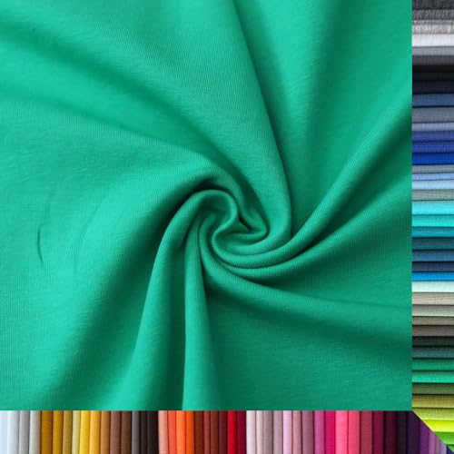Jersey Stoff Uni - Hochwertiger Baumwolljersey - Meterware, 220g/m², Öko-Tex Standard 100 - Jerseystoffe ab 25 cm Länge Farbe Blattgrün Jersey Stoff Uni - Hochwertiger Baumwolljersey - Meterware, 220g/m², Öko-Tex Standard 100 - Jerseystoffe ab 25 cm Länge Farbe Blattgrün von Stoffe Kudellino
