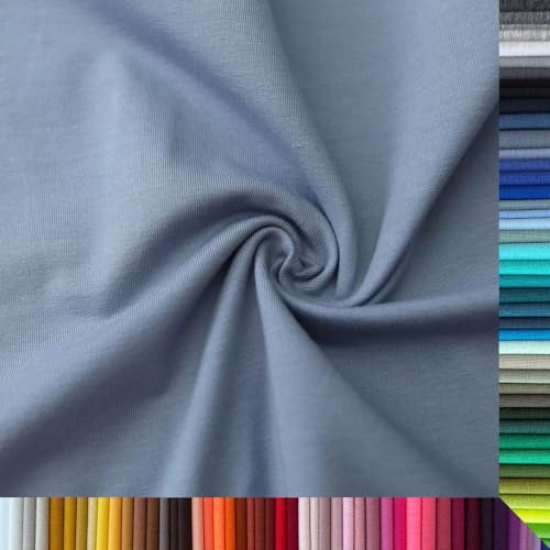 Jersey Stoff Uni - Hochwertiger Baumwolljersey - Meterware, 220g/m², Öko-Tex Standard 100 - Jerseystoffe ab 25 cm Länge Farbe Blaugrau Hell Jersey Stoff Uni - Hochwertiger Baumwolljersey - Meterware, 220g/m², Öko-Tex Standard 100 - Jerseystoffe ab 25 cm Länge Farbe Blaugrau Hell von Stoffe Kudellino