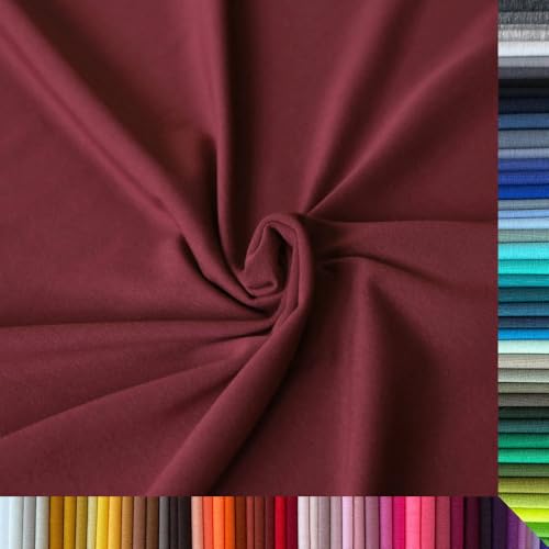 Jersey Stoff Uni - Hochwertiger Baumwolljersey - Meterware, 220g/m², Öko-Tex Standard 100 - Jerseystoffe ab 25 cm Länge Farbe Bordeaux Jersey Stoff Uni - Hochwertiger Baumwolljersey - Meterware, 220g/m², Öko-Tex Standard 100 - Jerseystoffe ab 25 cm Länge Farbe Bordeaux von Stoffe Kudellino