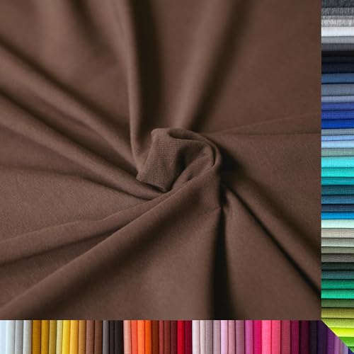 Jersey Stoff Uni - Hochwertiger Baumwolljersey - Meterware, 220g/m², Öko-Tex Standard 100 - Jerseystoffe ab 25 cm Länge Farbe Braun Jersey Stoff Uni - Hochwertiger Baumwolljersey - Meterware, 220g/m², Öko-Tex Standard 100 - Jerseystoffe ab 25 cm Länge Farbe Braun von Stoffe Kudellino