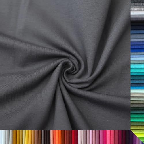Jersey Stoff Uni - Hochwertiger Baumwolljersey - Meterware, 220g/m², Öko-Tex Standard 100 - Jerseystoffe ab 25 cm Länge Farbe Charcoal Anthrazit Jersey Stoff Uni - Hochwertiger Baumwolljersey - Meterware, 220g/m², Öko-Tex Standard 100 - Jerseystoffe ab 25 cm Länge Farbe Charcoal Anthrazit von Stoffe Kudellino