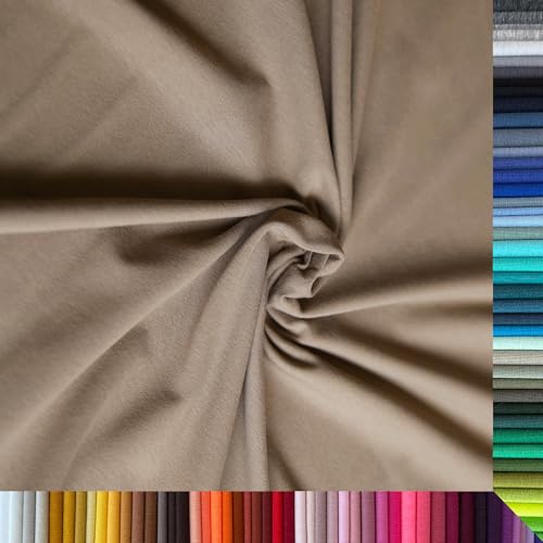 Jersey Stoff Uni - Hochwertiger Baumwolljersey - Meterware, 220g/m², Öko-Tex Standard 100 - Jerseystoffe ab 25 cm Länge Farbe Dunkelbeige von Stoffe Kudellino