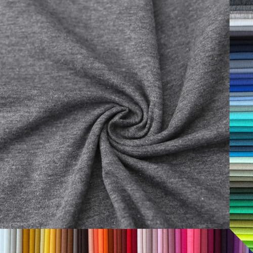 Jersey Stoff Uni - Hochwertiger Baumwolljersey - Meterware, 220g/m², Öko-Tex Standard 100 - Jerseystoffe ab 25 cm Länge Farbe Dunkelgrau Melange Jersey Stoff Uni - Hochwertiger Baumwolljersey - Meterware, 220g/m², Öko-Tex Standard 100 - Jerseystoffe ab 25 cm Länge Farbe Dunkelgrau Melange von Stoffe Kudellino