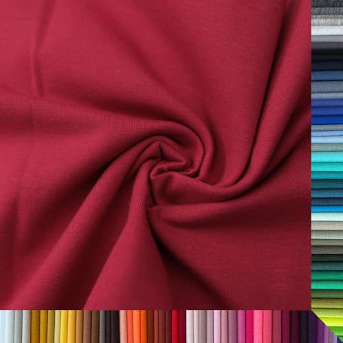 Jersey Stoff Uni - Hochwertiger Baumwolljersey - Meterware, 220g/m², Öko-Tex Standard 100 - Jerseystoffe ab 25 cm Länge Farbe Dunkelrot Jersey Stoff Uni - Hochwertiger Baumwolljersey - Meterware, 220g/m², Öko-Tex Standard 100 - Jerseystoffe ab 25 cm Länge Farbe Dunkelrot von Stoffe Kudellino