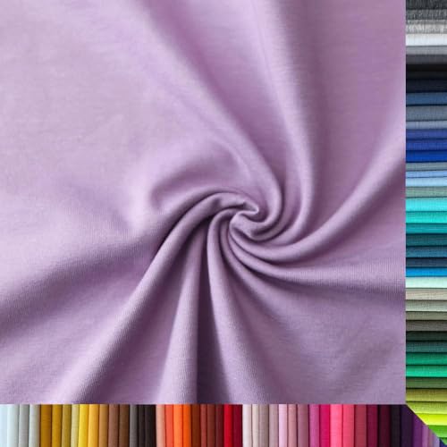 Jersey Stoff Uni - Hochwertiger Baumwolljersey - Meterware, 220g/m², Öko-Tex Standard 100 - Jerseystoffe ab 25 cm Länge Farbe Flieder Jersey Stoff Uni - Hochwertiger Baumwolljersey - Meterware, 220g/m², Öko-Tex Standard 100 - Jerseystoffe ab 25 cm Länge Farbe Flieder von Stoffe Kudellino