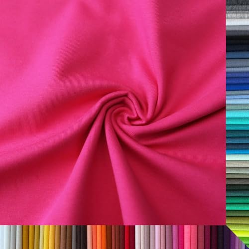 Jersey Stoff Uni - Hochwertiger Baumwolljersey - Meterware, 220g/m², Öko-Tex Standard 100 - Jerseystoffe ab 25 cm Länge Farbe Fuchsia von Stoffe Kudellino