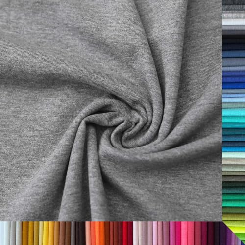 Jersey Stoff Uni - Hochwertiger Baumwolljersey - Meterware, 220g/m², Öko-Tex Standard 100 - Jerseystoffe ab 25 cm Länge Farbe Grau Melange Jersey Stoff Uni - Hochwertiger Baumwolljersey - Meterware, 220g/m², Öko-Tex Standard 100 - Jerseystoffe ab 25 cm Länge Farbe Grau Melange von Stoffe Kudellino