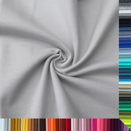 Jersey Stoff Uni - Hochwertiger Baumwolljersey - Meterware, 220g/m², Öko-Tex Standard 100 - Jerseystoffe ab 25 cm Länge Farbe Hellgrau - Grau Jersey Stoff Uni - Hochwertiger Baumwolljersey - Meterware, 220g/m², Öko-Tex Standard 100 - Jerseystoffe ab 25 cm Länge Farbe Hellgrau - Grau von Stoffe Kudellino