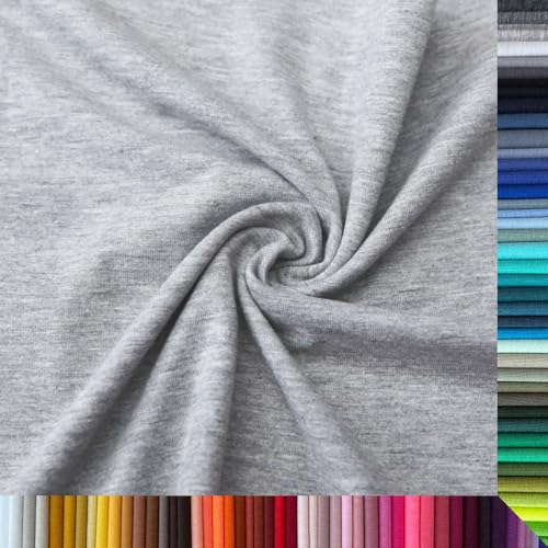 Jersey Stoff Uni - Hochwertiger Baumwolljersey - Meterware, 220g/m², Öko-Tex Standard 100 - Jerseystoffe ab 25 cm Länge Farbe Hellgrau Melange Natur Jersey Stoff Uni - Hochwertiger Baumwolljersey - Meterware, 220g/m², Öko-Tex Standard 100 - Jerseystoffe ab 25 cm Länge Farbe Hellgrau Melange Natur von Stoffe Kudellino