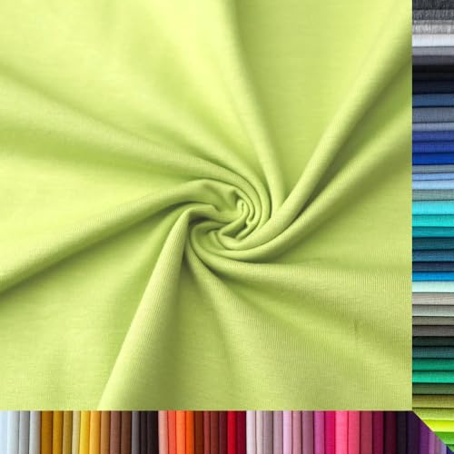 Jersey Stoff Uni - Hochwertiger Baumwolljersey - Meterware, 220g/m², Öko-Tex Standard 100 - Jerseystoffe ab 25 cm Länge Farbe Hellgrün - Lindgrün Jersey Stoff Uni - Hochwertiger Baumwolljersey - Meterware, 220g/m², Öko-Tex Standard 100 - Jerseystoffe ab 25 cm Länge Farbe Hellgrün - Lindgrün von Stoffe Kudellino