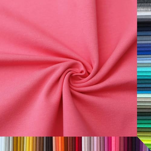 Jersey Stoff Uni - Hochwertiger Baumwolljersey - Meterware, 220g/m², Öko-Tex Standard 100 - Jerseystoffe ab 25 cm Länge Farbe Koralle Jersey Stoff Uni - Hochwertiger Baumwolljersey - Meterware, 220g/m², Öko-Tex Standard 100 - Jerseystoffe ab 25 cm Länge Farbe Koralle von Stoffe Kudellino