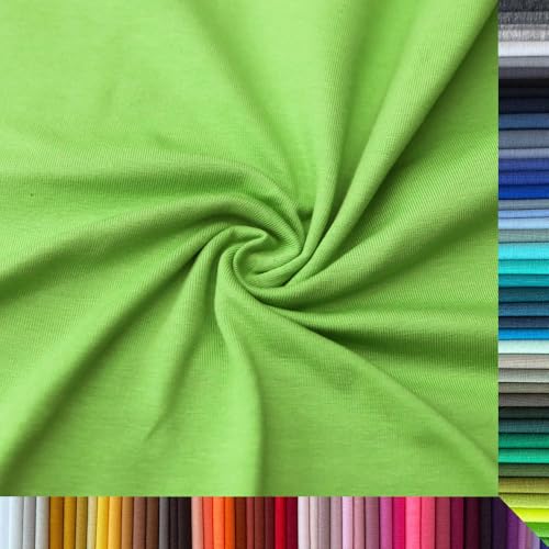 Jersey Stoff Uni - Hochwertiger Baumwolljersey - Meterware, 220g/m², Öko-Tex Standard 100 - Jerseystoffe ab 25 cm Länge Farbe Lime Jersey Stoff Uni - Hochwertiger Baumwolljersey - Meterware, 220g/m², Öko-Tex Standard 100 - Jerseystoffe ab 25 cm Länge Farbe Lime von Stoffe Kudellino