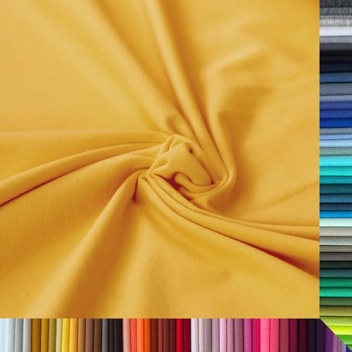 Jersey Stoff Uni - Hochwertiger Baumwolljersey - Meterware, 220g/m², Öko-Tex Standard 100 - Jerseystoffe ab 25 cm Länge Farbe Maisgelb von Stoffe Kudellino