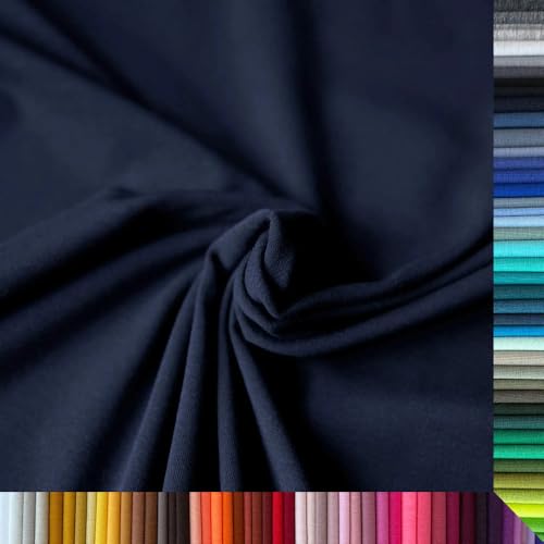 Jersey Stoff Uni - Hochwertiger Baumwolljersey - Meterware, 220g/m², Öko-Tex Standard 100 - Jerseystoffe ab 25 cm Länge Farbe Marineblau Navy Jersey Stoff Uni - Hochwertiger Baumwolljersey - Meterware, 220g/m², Öko-Tex Standard 100 - Jerseystoffe ab 25 cm Länge Farbe Marineblau Navy von Stoffe Kudellino