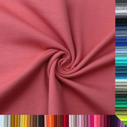 Jersey Stoff Uni - Hochwertiger Baumwolljersey - Meterware, 220g/m², Öko-Tex Standard 100 - Jerseystoffe ab 25 cm Länge Farbe Marsala Rauchrot von Stoffe Kudellino