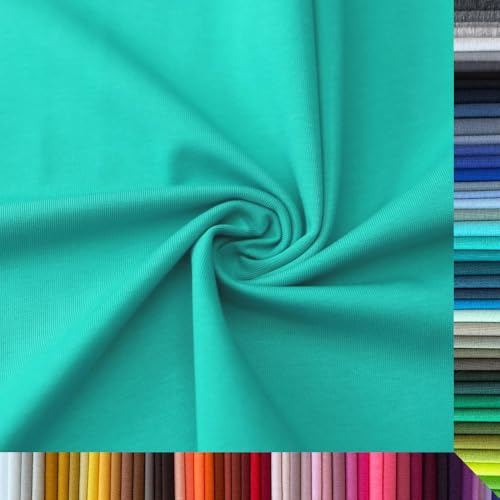 Jersey Stoff Uni - Hochwertiger Baumwolljersey - Meterware, 220g/m², Öko-Tex Standard 100 - Jerseystoffe ab 25 cm Länge Farbe Mint Jersey Stoff Uni - Hochwertiger Baumwolljersey - Meterware, 220g/m², Öko-Tex Standard 100 - Jerseystoffe ab 25 cm Länge Farbe Mint von Stoffe Kudellino
