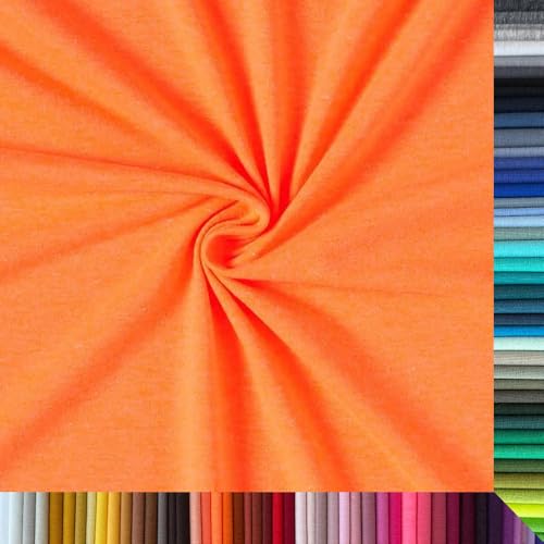 Jersey Stoff Uni - Hochwertiger Baumwolljersey - Meterware, 220g/m², Öko-Tex Standard 100 - Jerseystoffe ab 25 cm Länge Farbe Neon Orange Melange Jersey Stoff Uni - Hochwertiger Baumwolljersey - Meterware, 220g/m², Öko-Tex Standard 100 - Jerseystoffe ab 25 cm Länge Farbe Neon Orange Melange von Stoffe Kudellino