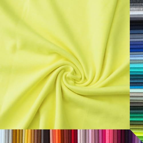 Jersey Stoff Uni - Hochwertiger Baumwolljersey - Meterware, 220g/m², Öko-Tex Standard 100 - Jerseystoffe ab 25 cm Länge Farbe Neongelb Jersey Stoff Uni - Hochwertiger Baumwolljersey - Meterware, 220g/m², Öko-Tex Standard 100 - Jerseystoffe ab 25 cm Länge Farbe Neongelb von Stoffe Kudellino