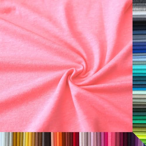 Jersey Stoff Uni - Hochwertiger Baumwolljersey - Meterware, 220g/m², Öko-Tex Standard 100 - Jerseystoffe ab 25 cm Länge Farbe Neonpink Melange Jersey Stoff Uni - Hochwertiger Baumwolljersey - Meterware, 220g/m², Öko-Tex Standard 100 - Jerseystoffe ab 25 cm Länge Farbe Neonpink Melange von Stoffe Kudellino