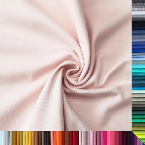 Jersey Stoff Uni - Hochwertiger Baumwolljersey - Meterware, 220g/m², Öko-Tex Standard 100 - Jerseystoffe ab 25 cm Länge Farbe Nude Hautrosa Jersey Stoff Uni - Hochwertiger Baumwolljersey - Meterware, 220g/m², Öko-Tex Standard 100 - Jerseystoffe ab 25 cm Länge Farbe Nude Hautrosa von Stoffe Kudellino