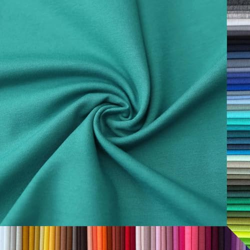 Jersey Stoff Uni - Hochwertiger Baumwolljersey - Meterware, 220g/m², Öko-Tex Standard 100 - Jerseystoffe ab 25 cm Länge Farbe Oceangrün Smaragd Jersey Stoff Uni - Hochwertiger Baumwolljersey - Meterware, 220g/m², Öko-Tex Standard 100 - Jerseystoffe ab 25 cm Länge Farbe Oceangrün Smaragd von Stoffe Kudellino