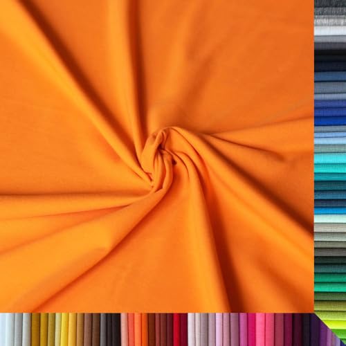Jersey Stoff Uni - Hochwertiger Baumwolljersey - Meterware, 220g/m², Öko-Tex Standard 100 - Jerseystoffe ab 25 cm Länge Farbe Orange Jersey Stoff Uni - Hochwertiger Baumwolljersey - Meterware, 220g/m², Öko-Tex Standard 100 - Jerseystoffe ab 25 cm Länge Farbe Orange von Stoffe Kudellino
