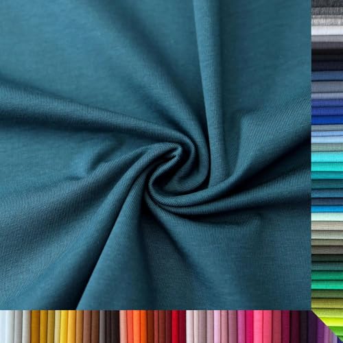 Jersey Stoff Uni - Hochwertiger Baumwolljersey - Meterware, 220g/m², Öko-Tex Standard 100 - Jerseystoffe ab 25 cm Länge Farbe Petrol Dunkel Jersey Stoff Uni - Hochwertiger Baumwolljersey - Meterware, 220g/m², Öko-Tex Standard 100 - Jerseystoffe ab 25 cm Länge Farbe Petrol Dunkel von Stoffe Kudellino