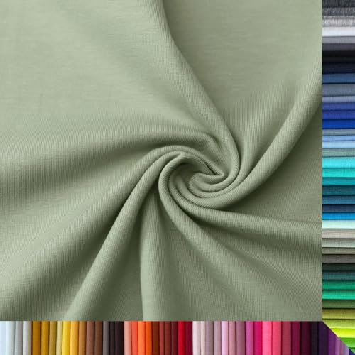 Jersey Stoff Uni - Hochwertiger Baumwolljersey - Meterware, 220g/m², Öko-Tex Standard 100 - Jerseystoffe ab 25 cm Länge Farbe Raucholive Jersey Stoff Uni - Hochwertiger Baumwolljersey - Meterware, 220g/m², Öko-Tex Standard 100 - Jerseystoffe ab 25 cm Länge Farbe Raucholive von Stoffe Kudellino