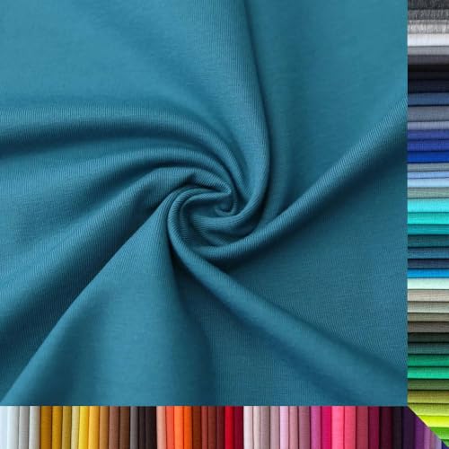 Jersey Stoff Uni - Hochwertiger Baumwolljersey - Meterware, 220g/m², Öko-Tex Standard 100 - Jerseystoffe ab 25 cm Länge Farbe Rauchpetrol Jersey Stoff Uni - Hochwertiger Baumwolljersey - Meterware, 220g/m², Öko-Tex Standard 100 - Jerseystoffe ab 25 cm Länge Farbe Rauchpetrol von Stoffe Kudellino